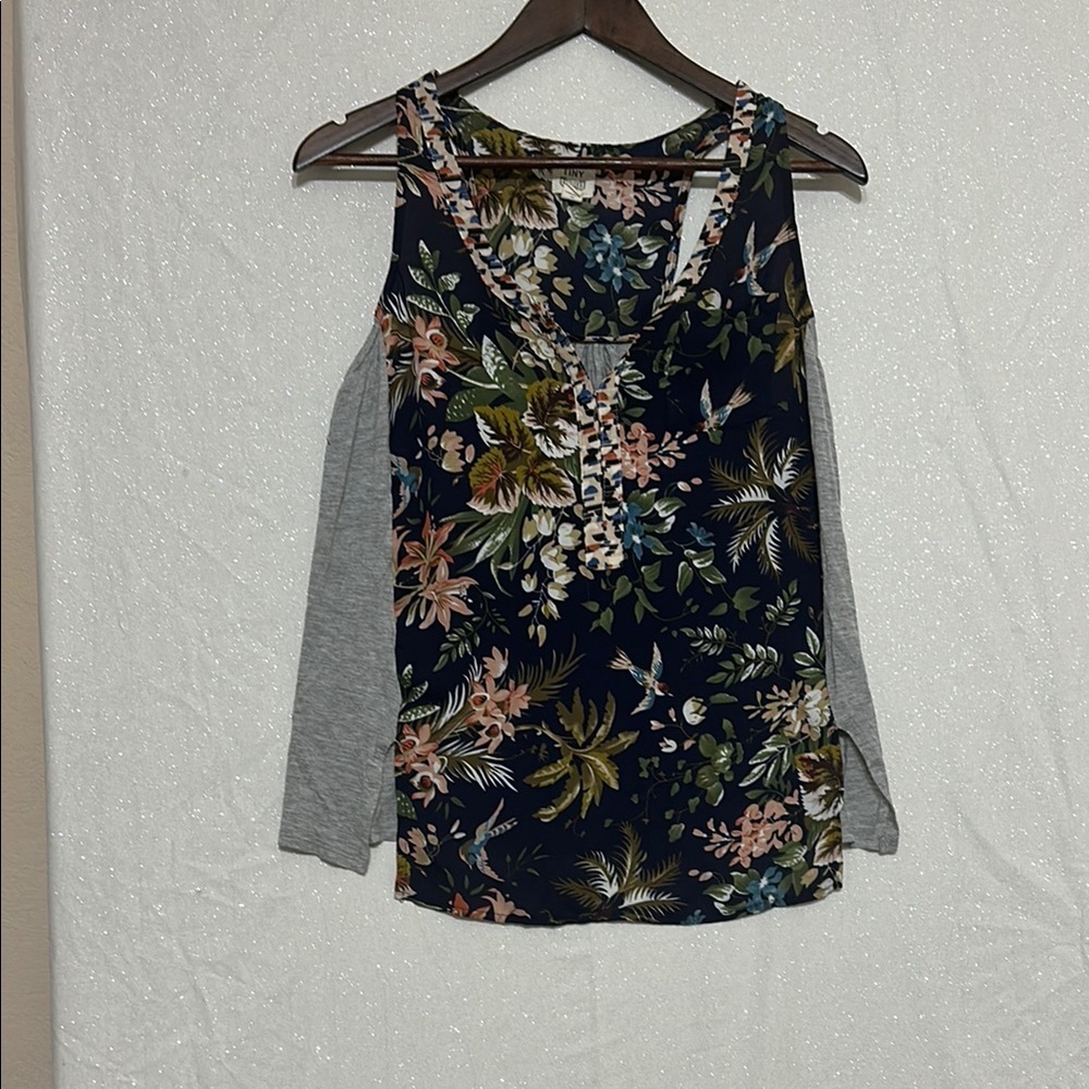 Anthropologie Pink and Green Sleeveless Tank Top